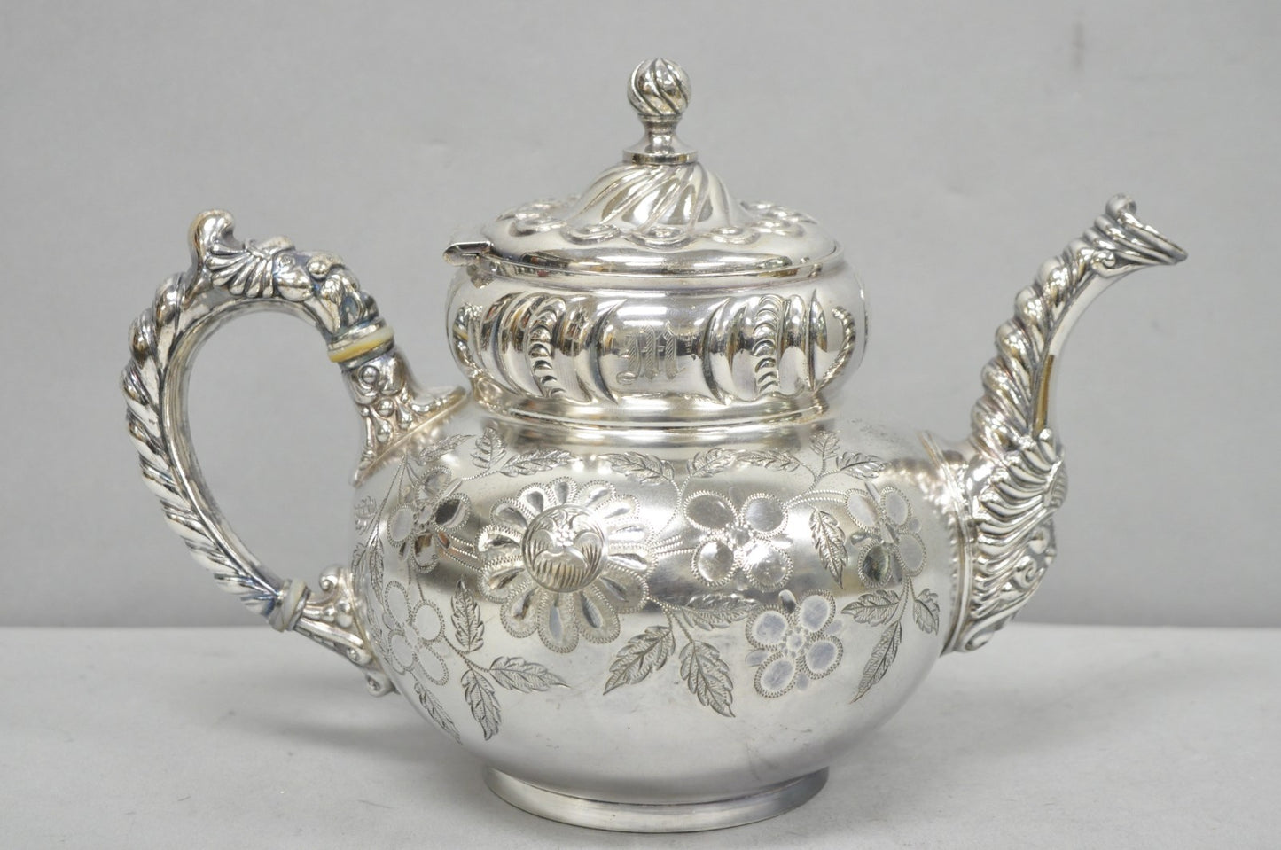 Antique Meriden B Co French Renaissance Silver Plated Figural Tea Set - 7 Pcs