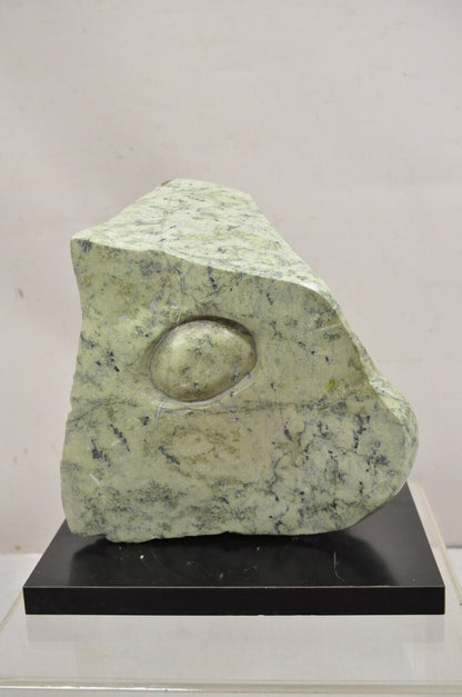 Sheryl C. Benjamin Carved Green Marble Abstract Modern Stone Sculpture