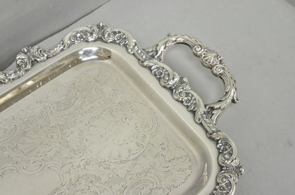 Vintage Old English Poole Silver Plated Footed Narrow Serving Platter Bar Tray