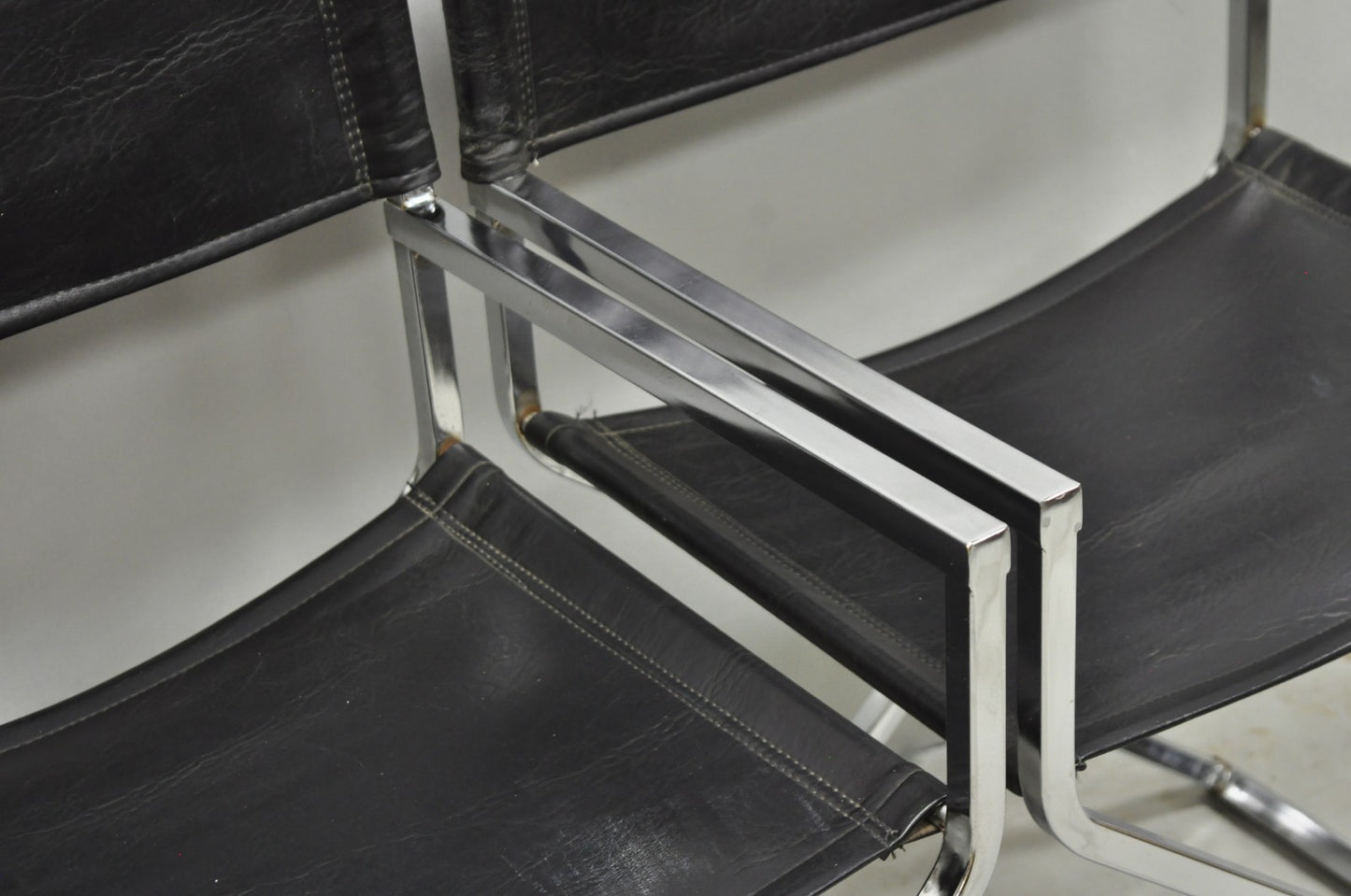 Vintage Daystrom Mid Century Modern Chrome & Naugahyde Directors Chairs - Pair