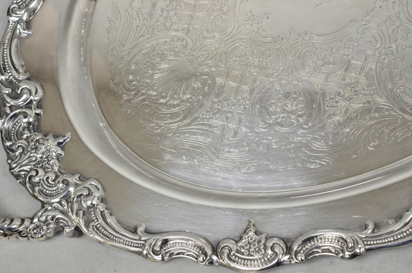 Vintage Reed & Barton 1955 Victorian Silver Plated Oval Bar Serving Platter Tray