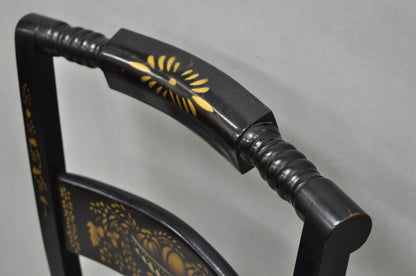 Vintage Nichols & Stone Hitchcock Harvest Stencil Painted Black Side Chair