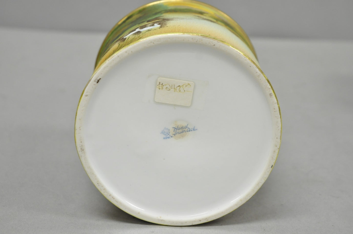 Antique Nippon Hand Painted Coralene Porcelain Lake Duck Scene Biscuit Jar
