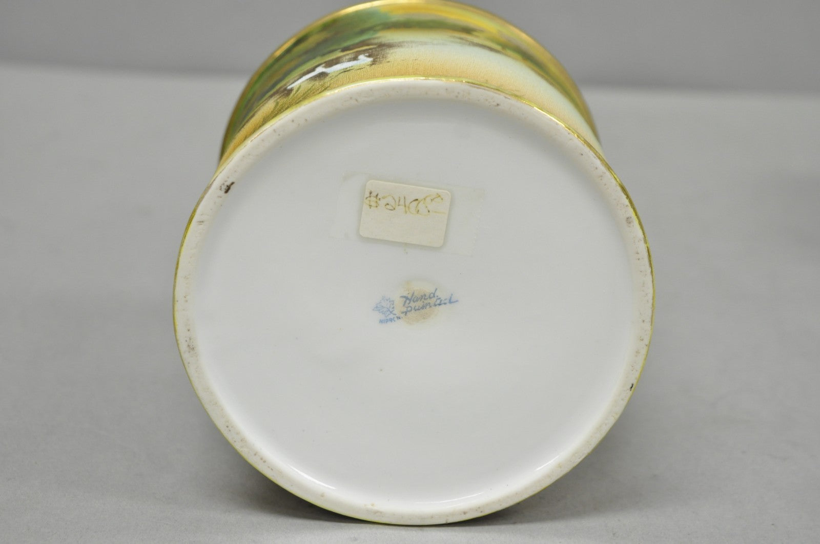 Antique Nippon Hand Painted Coralene Porcelain Lake Duck Scene Biscuit Jar