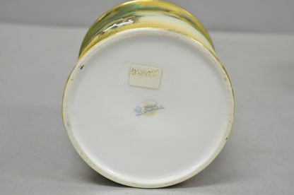 Antique Nippon Hand Painted Coralene Porcelain Lake Duck Scene Biscuit Jar