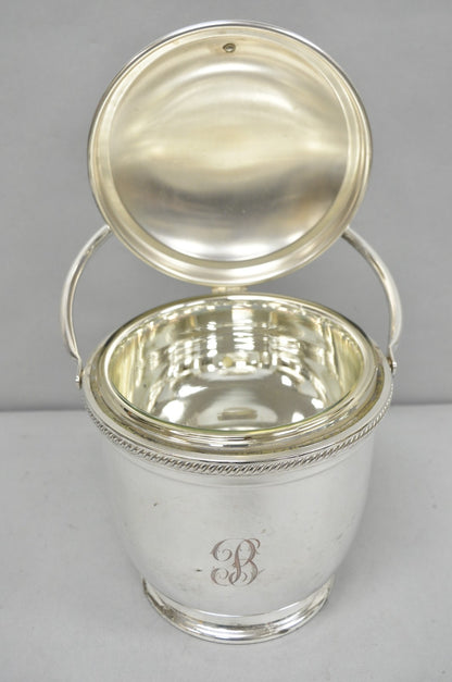 Vintage Victorian Silver Plated Reticulating Hinge Ice Bucket w/ "B" Monogram