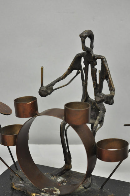 Contemporary Brutalist Style Bronze & Marble Jazz Musician Band Figures 6 Pc Set