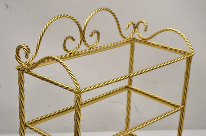 Italian Hollywood Regency Gold Gilt Iron 3 Tier Shelf Small Display Stand (A)