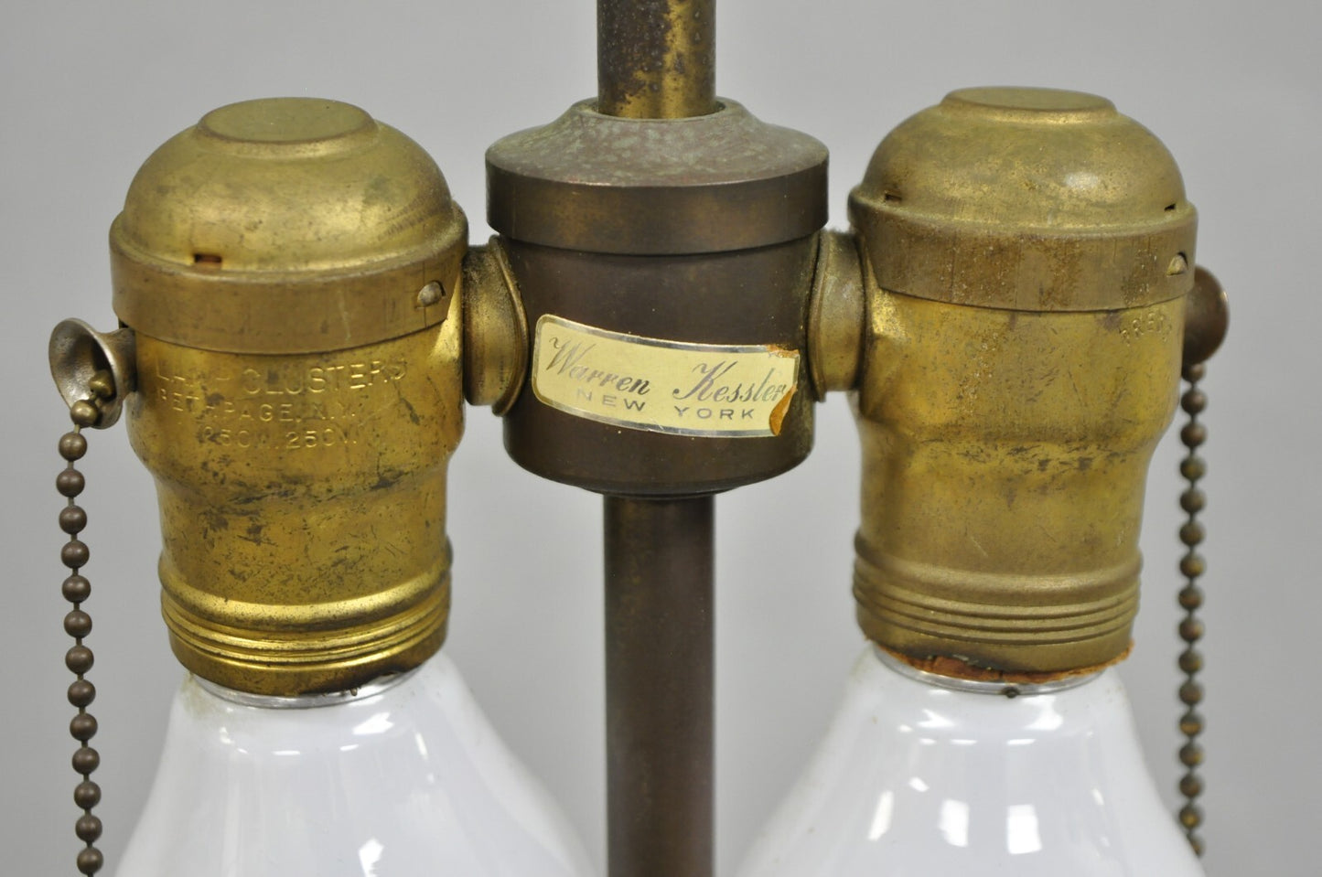 Antique Warren Kessler French Empire Crystal Glass Corinthian Column Table Lamp