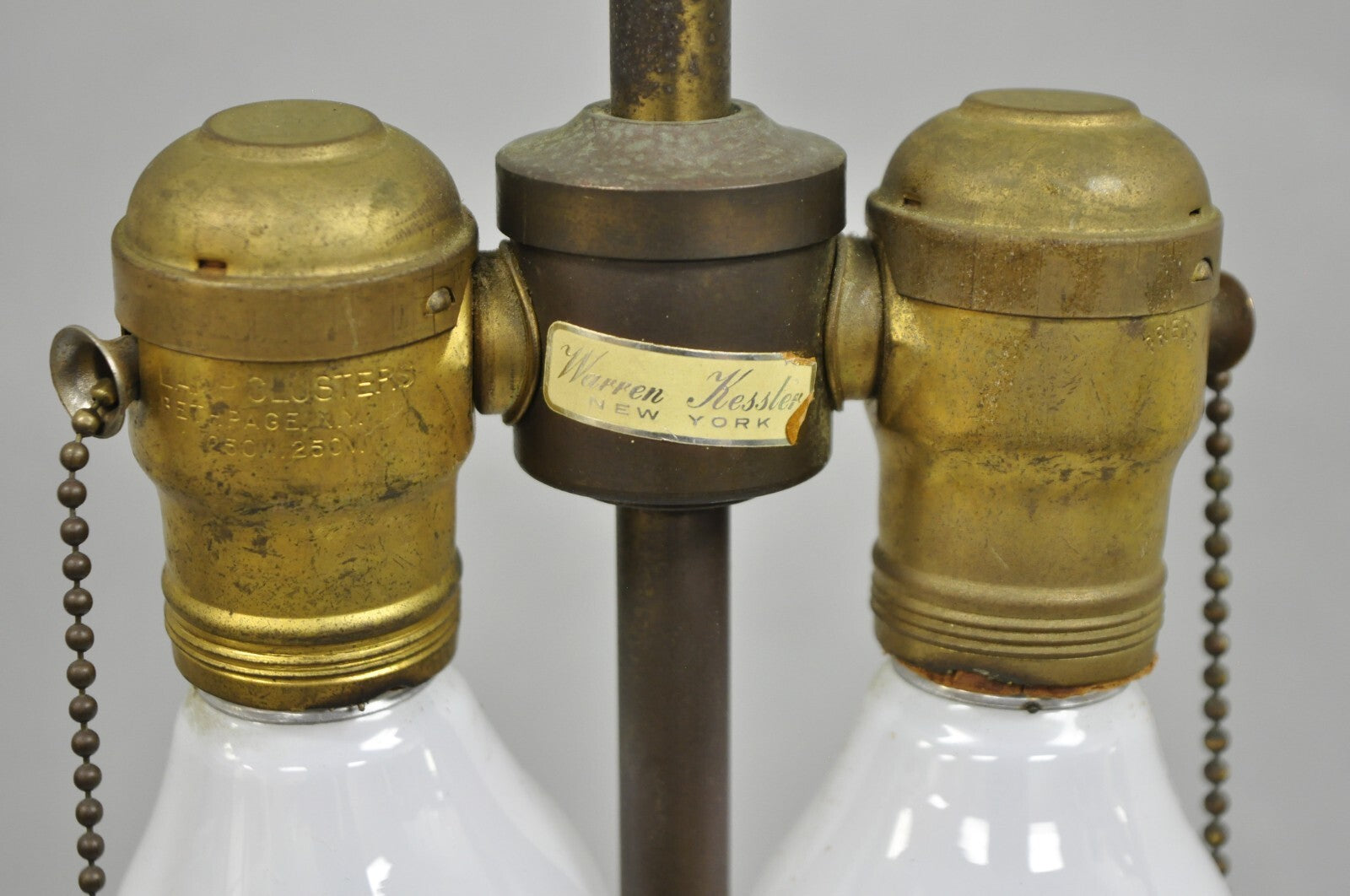 Antique Warren Kessler French Empire Crystal Glass Corinthian Column Table Lamp