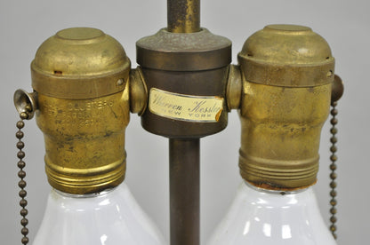 Antique Warren Kessler French Empire Crystal Glass Corinthian Column Table Lamp