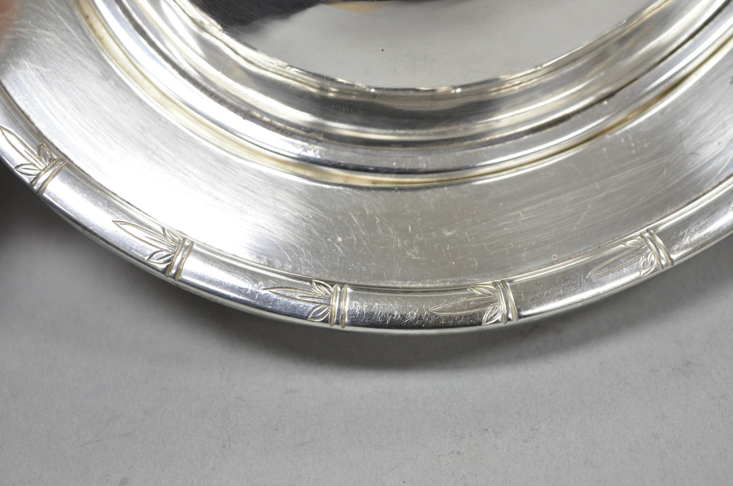 Vintage Hollywood Regency Silver Plated Faux Bamboo Oval Vegetable Serving Dish