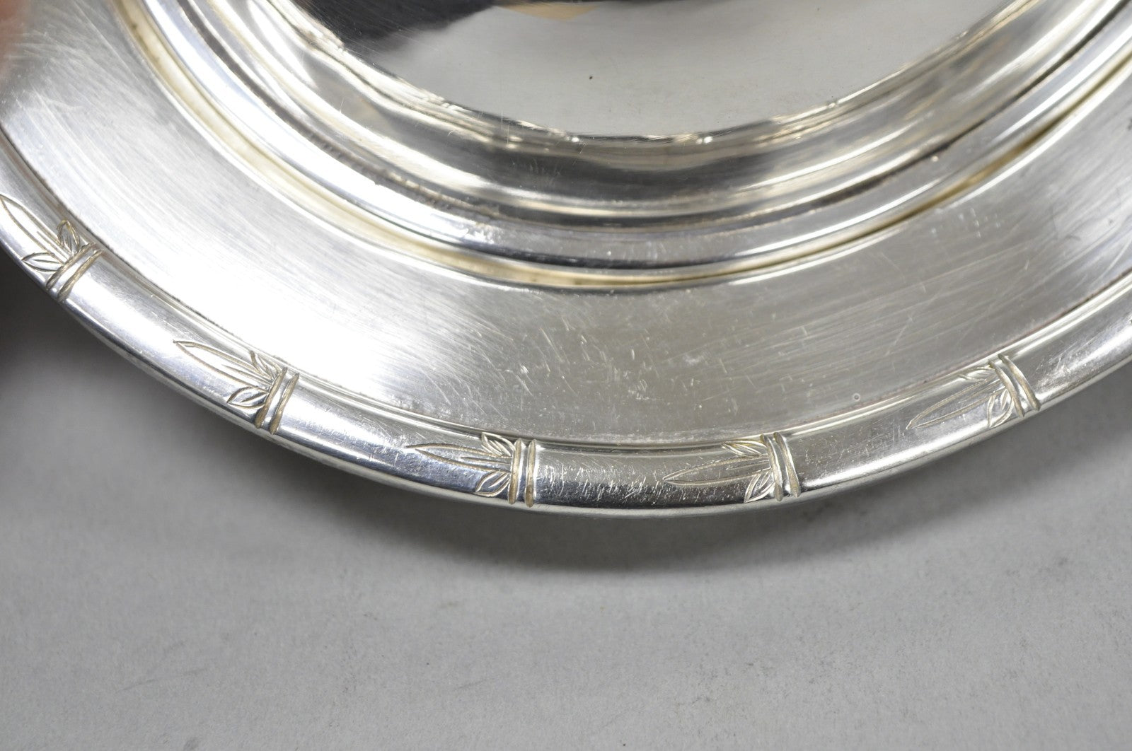 Vintage Hollywood Regency Silver Plated Faux Bamboo Oval Vegetable Serving Dish