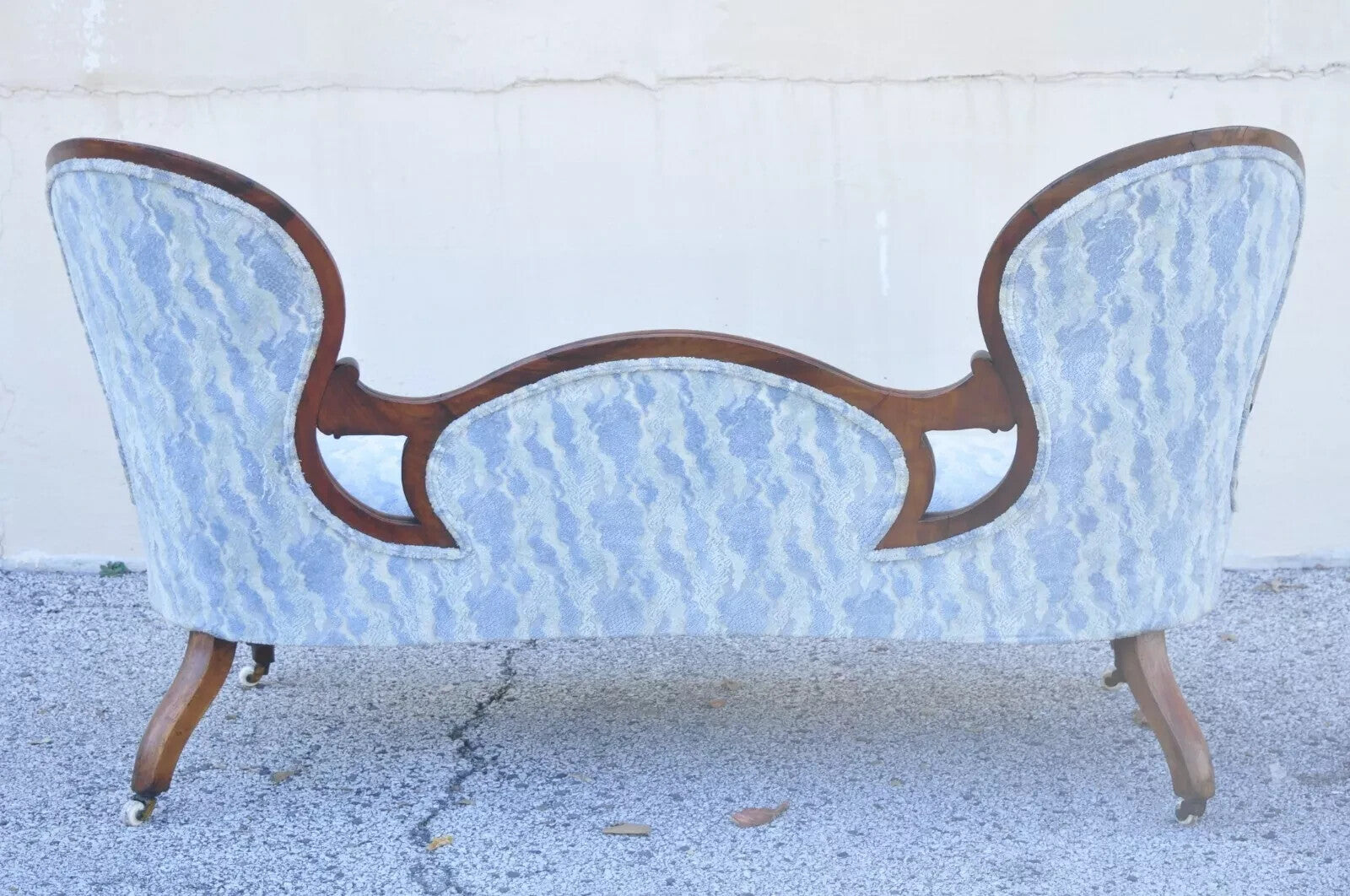 Antique Victorian Carved Mahogany Triple Hump Back Parlor Fireside Sofa