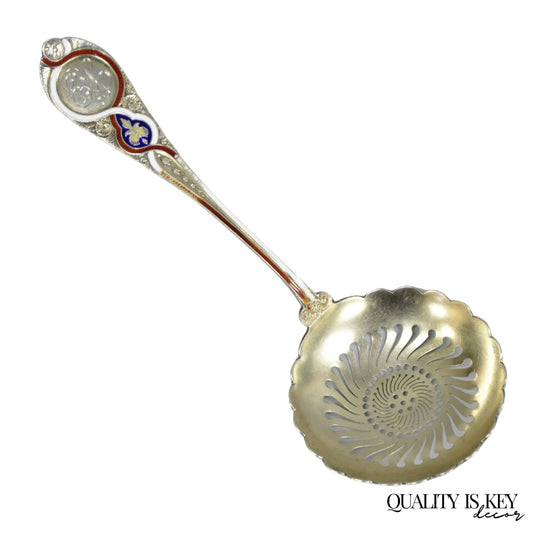 Blair & Crawford Sterling Silver Sugar Sifter Spoon w/ Red White Blue Enamel