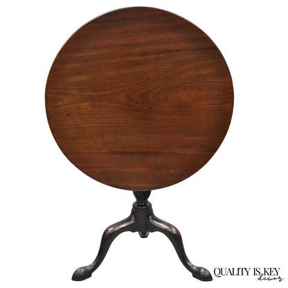 Antique English George III Queen Anne Style Mahogany Tilt Top Round Tea Table