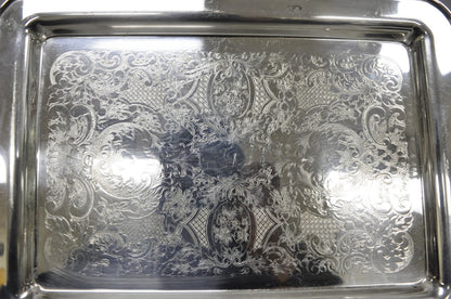 Vintage Leonard Silver Plated Small Twin Handle Serving Platter Bar Tray