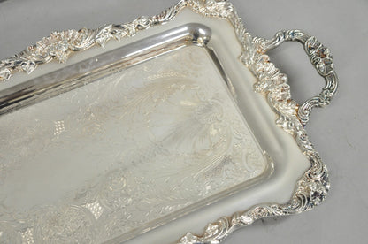 Vintage Leonard Victorian Ornate Silver Plated Narrow Trinket Dish Bar Tray