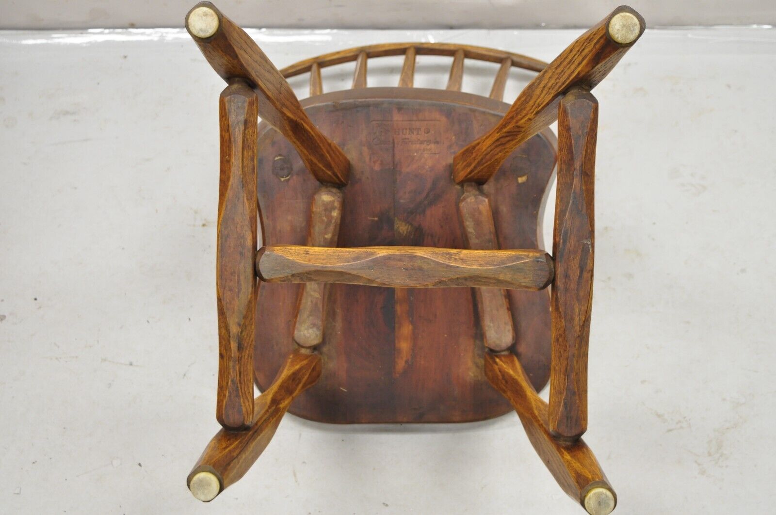 Pair Antique Hunt Country Furniture Colonial Pine Wood Hickory Style Side Chairs