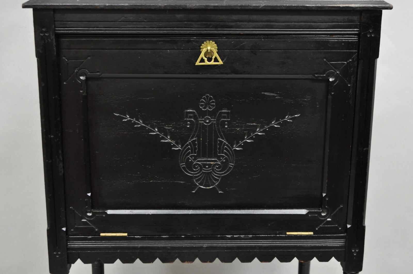Antique Victorian Aesthetic Movement Black Ebonized Music Stand Side Table