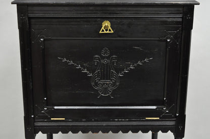 Antique Victorian Aesthetic Movement Black Ebonized Music Stand Side Table
