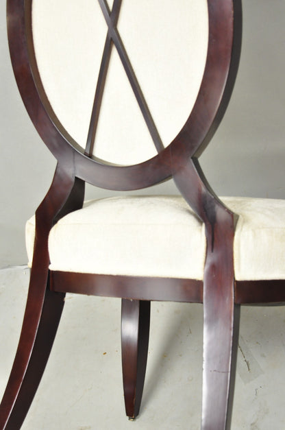 Barbara Barry for Baker Oval X-Back Mahogany Stain Dining Chairs - Set of 6