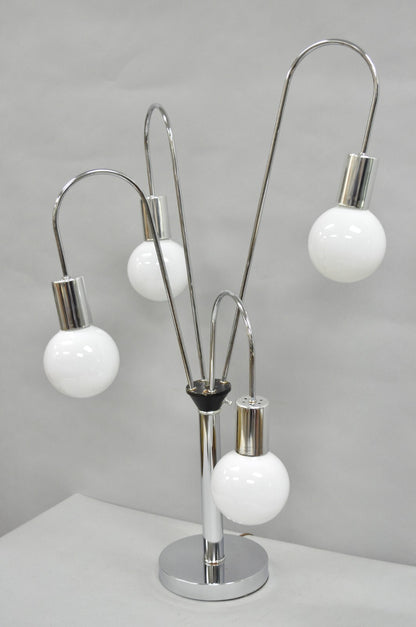 Vintage Mid Century Modern Chrome Space Age 5 Light Sculptural Table Lamp