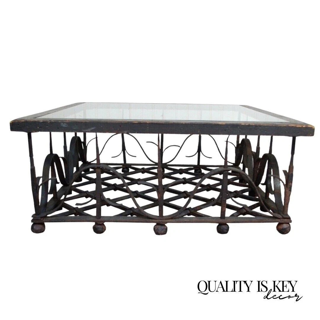 Antique Mission Arts & Crafts Samuel Yellin Style Wrought Iron Coffee Table