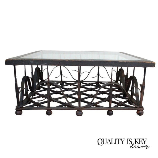 Antique Mission Arts & Crafts Samuel Yellin Style Wrought Iron Coffee Table