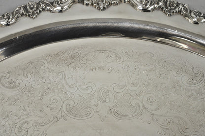 Vintage Poole 400 Lancaster Rose Oval Silver Plated Bar Serving Platter Tray
