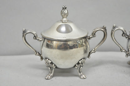 Vintage Sheridan Victorian Silver Plated Footed Lidded Sugar Bowl & Creamer Set