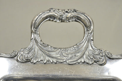 Vintage English Victorian Narrow Silver Plate Twin Handle Serving Platter Tray