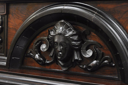 Victorian Ebonized Rosewood Figural Carved Parlor Cabinet attr. Pottier & Stymus