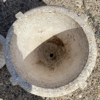 Vintage Greek Classical Style Concrete Greek Key Garden Flower Planter Pot, Pair