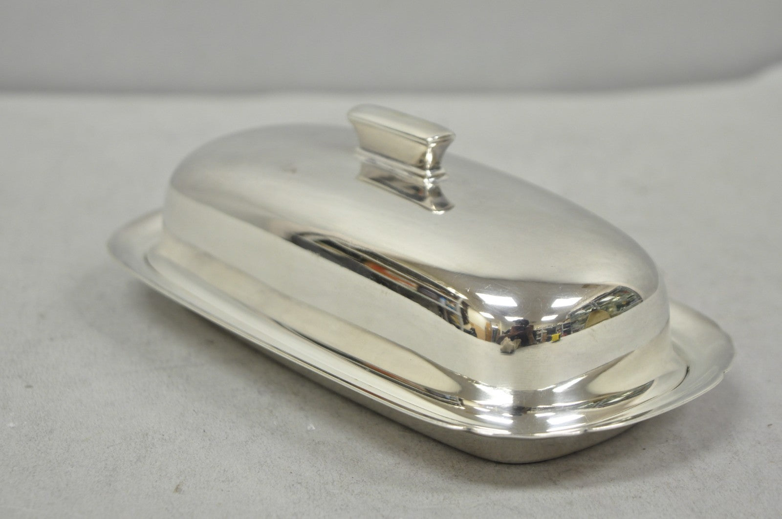 Vintage Reed & Barton Art Deco Mid Century Modern Silver Plated Butter Dish