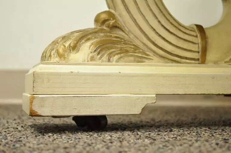 French Empire Neoclassical Cornucopia Base Round Pink Marble Top Coffee Table