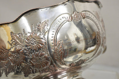 Antique English Regency Victorian Floral Repousse Lion Punch Bowl Ice Bucket