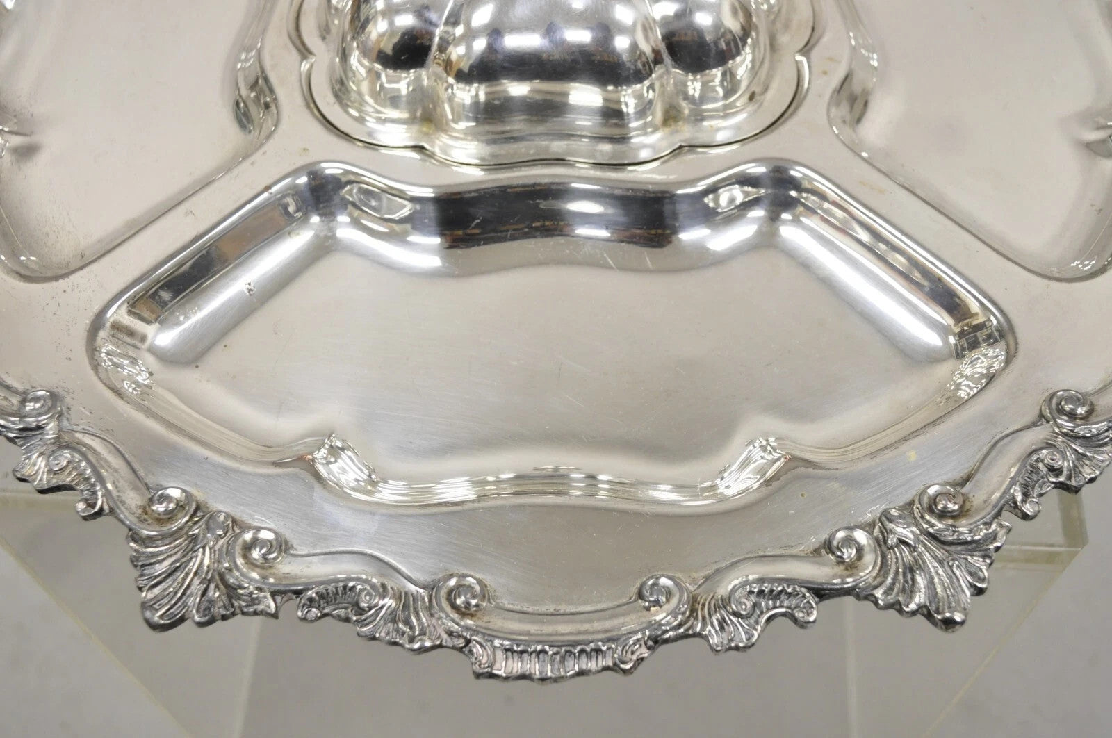 Vintage English Victorian Silver Plated Revolving Vegetable Serving Platter Tray
