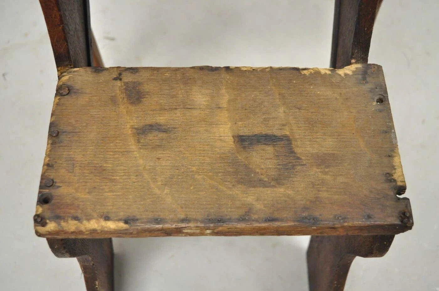 Antique French Provincial Country Oak Wood Folding Library Step Ladder