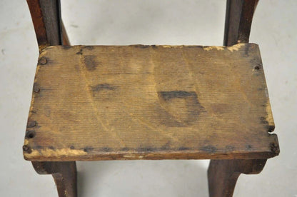 Antique French Provincial Country Oak Wood Folding Library Step Ladder