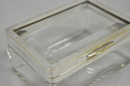 Art Deco Austrian Silver Plated Cut Glass Casket Trinket Box Set w/ Tray - 3 Pcs