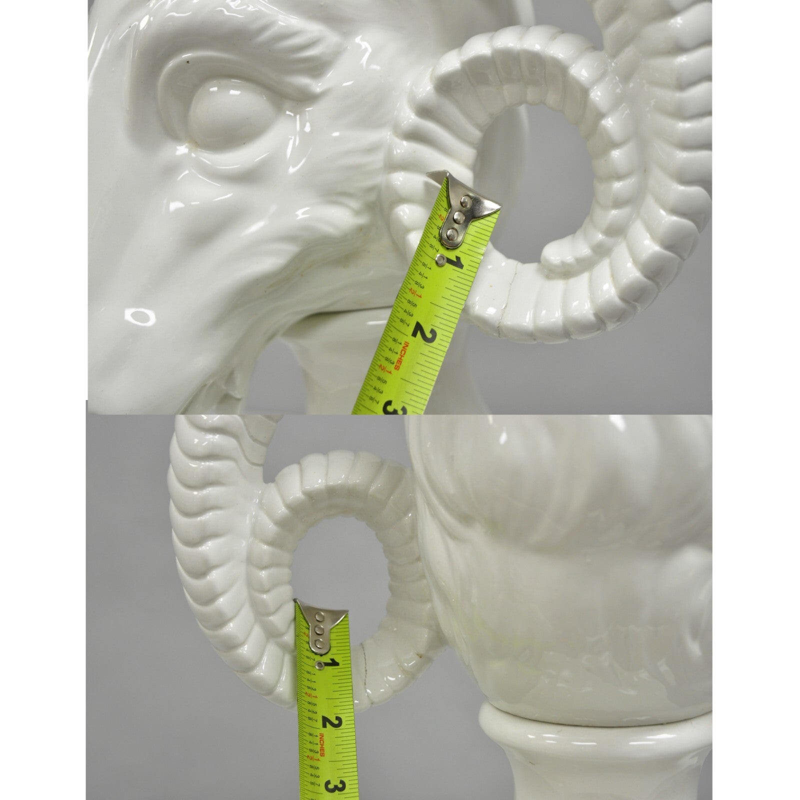 Vintage Chapman Neoclassical Rams Head White Porcelain Blanc de Chine Table Lamp