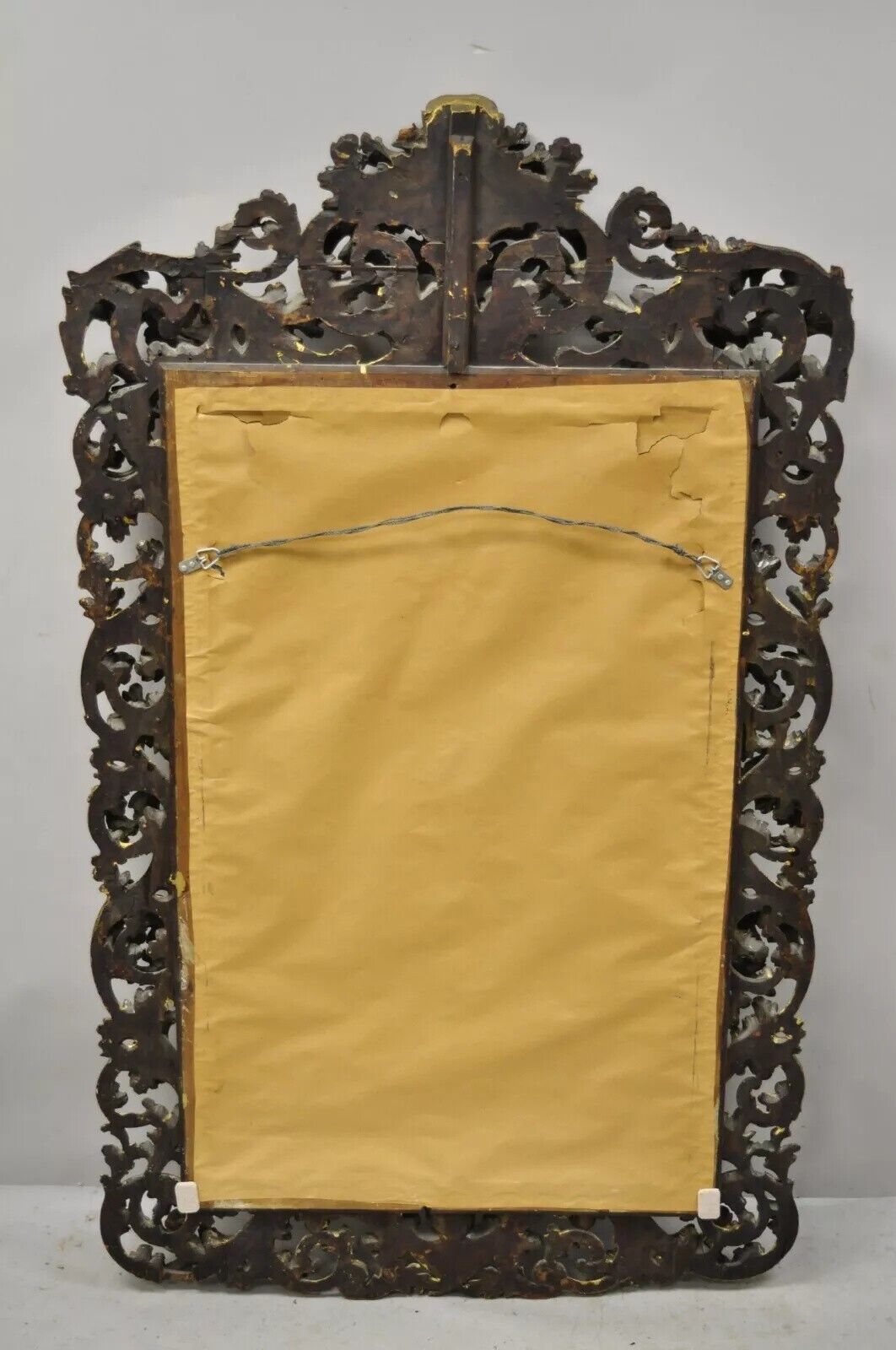 19th C French Rococo Gold Giltwood Relief Carved Wood Acanthus Leaf Wall Mirror