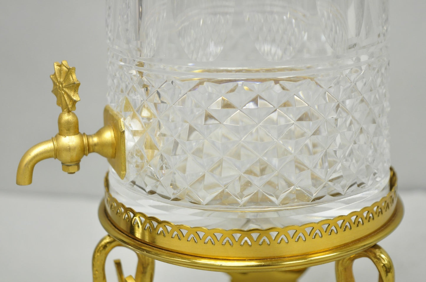 Vintage French Baccarat Style Bronze Swan & Cut Crystal Glass Liquor Decanter