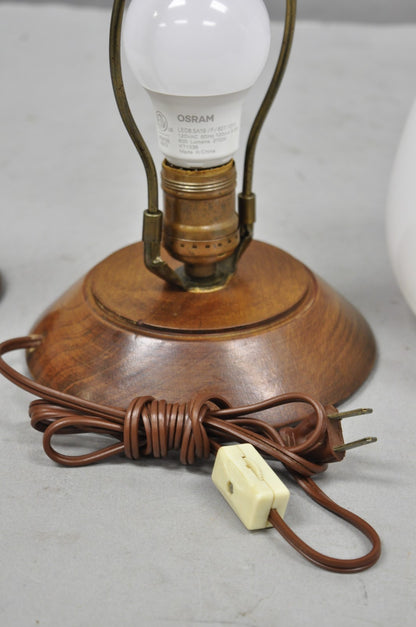 Mid Century Modern Azucena Style Small White Glass Egg Shade Walnut Table Lamp