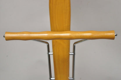 Post Modern Italian Sculpted Cherry Wood and Metal Clothing Valet by Porada