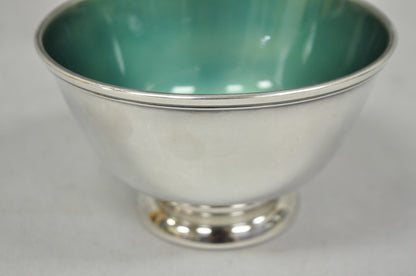 Vintage Towle Mid Century Modern Silver Plated Green Enamel Candy Nut Dish Bowl