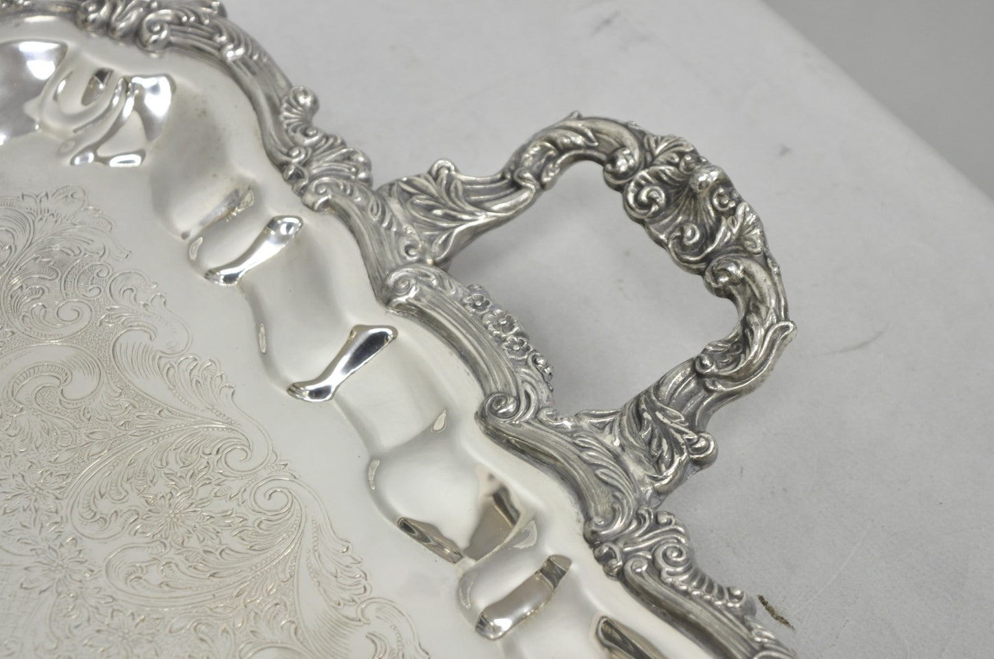 Vintage English Victorian Silver Plated Twin Handle Bar Serving Platter Tray