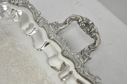 Vintage English Victorian Silver Plated Twin Handle Bar Serving Platter Tray