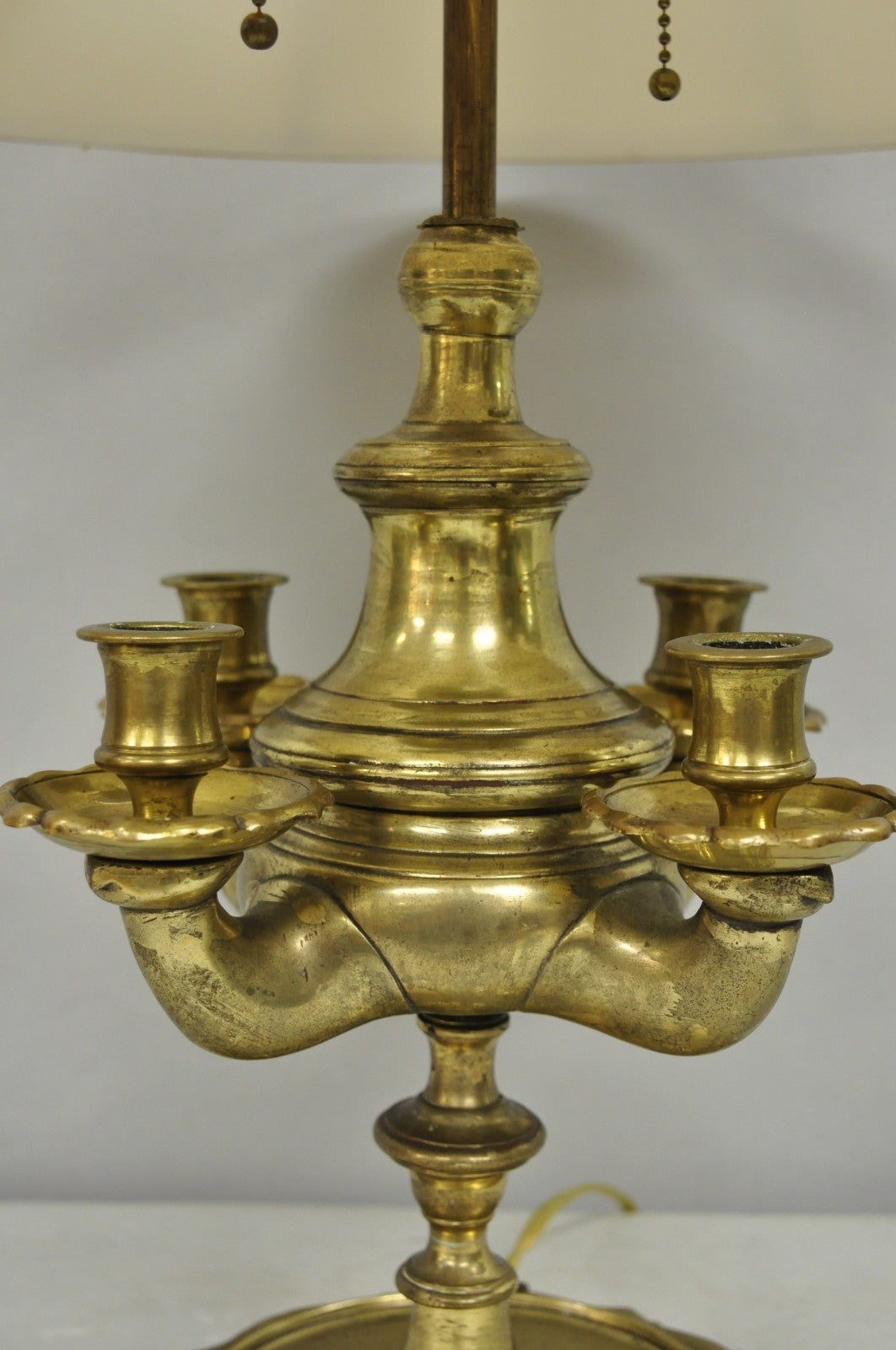 Vintage Middle Eastern Brass Genie Oil Lamp Candelabra Table Lamp w/ Shade
